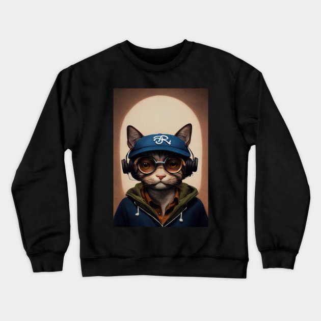 Cat hipster Crewneck Sweatshirt by Durro